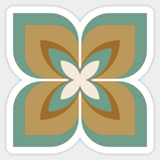 Modern Bold Stylized Frangipani Flower in sage blue green and caramel Sticker